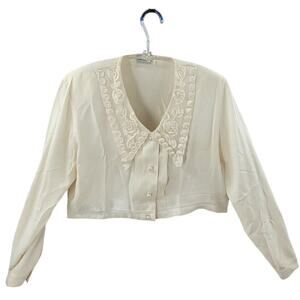 Impressions of California‎ Lace Crop Button-Up Top – Romantic Vintage 80s Layer